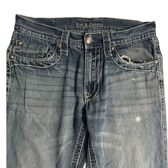 Axe & Crown Men's Slim Bootcut Jeans Size 34x32 Distressed Denim - Picture 2 of 8